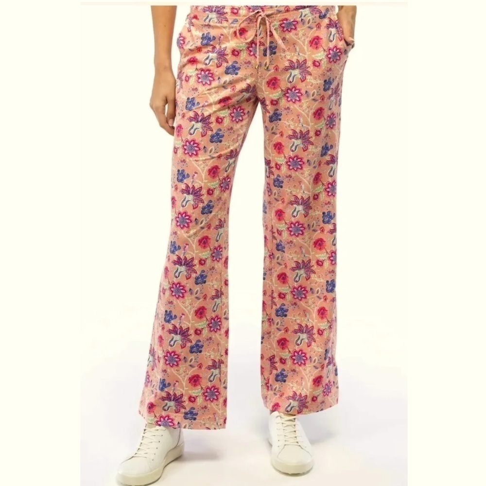 NEW Fairway & Greene Sydnee Lounge Pants Nectarine floral print NWT Size Large - Picture 1 of 15